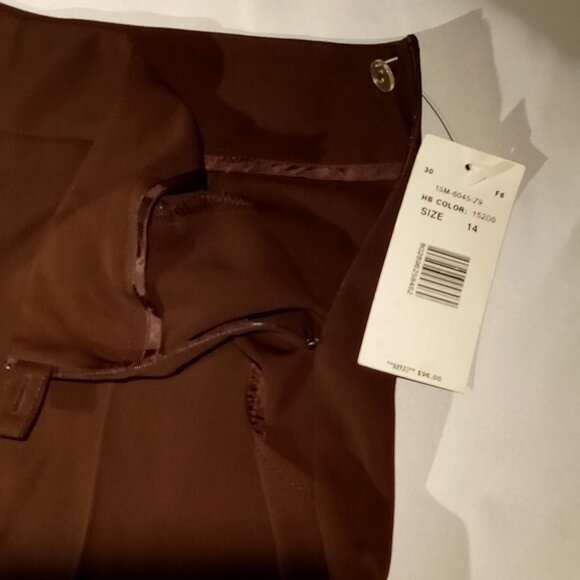 Harve Benard Pants 14 Wide Leg Gauchos Brown Vintage Pockets Side Zip NWT - Picture 5 of 11